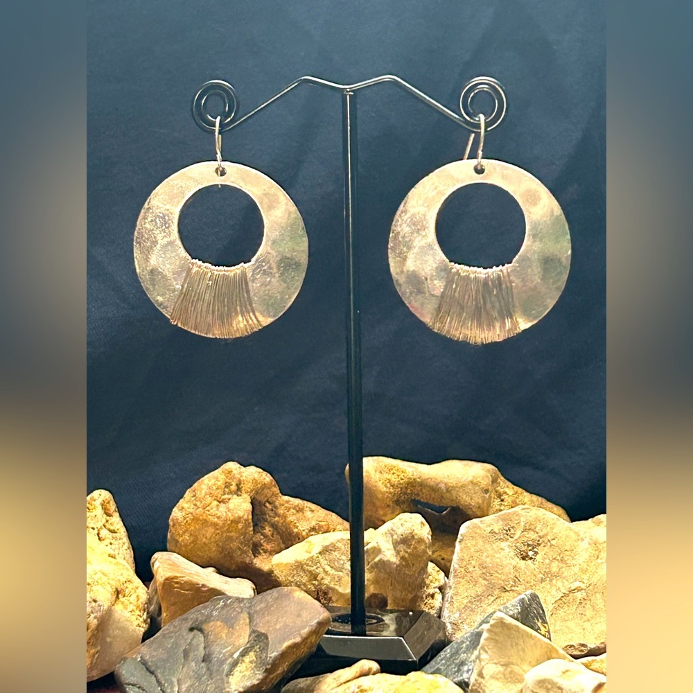Vintage Silver Toned Hammered Earrings